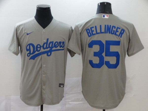 Los Angeles Dodgers #35 Cody Bellinger Grey Cool Base Stitched Jersey
