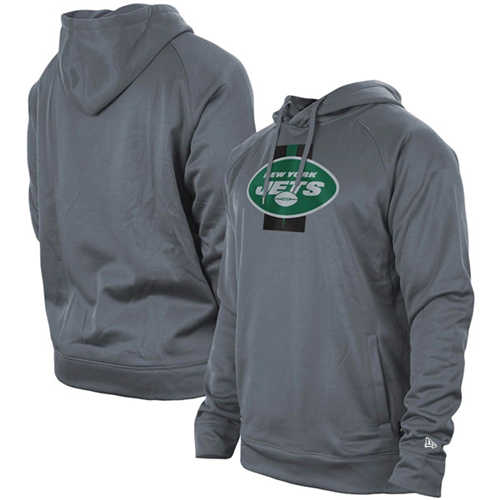 New York Jets Gray New Era Training Camp Raglan Pullover Hoodie