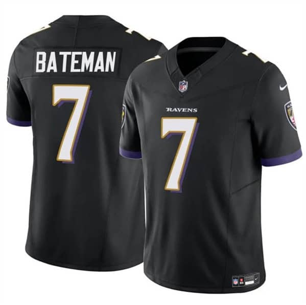 Baltimore Ravens #7 Rashod Bateman Black 2023 F.U.S.E Vapor Limited Jersey