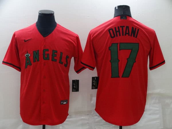Los Angeles Angels #17 Shohei Ohtani Red Memorial Day Cool Base Stitched Jersey