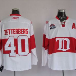Red Wings #40 Henrik Zetterberg Stitched White Winter Classic Jersey