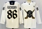 Tampa Bay Lightning #86 Nikita Kucherov 2024-25 White Gasparilla Inspired Pirate-Themed Warmup Stitched Jersey