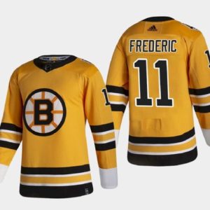Boston Bruins #11 Trent Frederic Gold Stitched Jersey