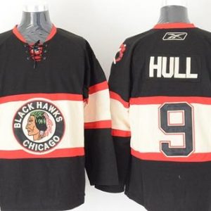 Blackhawks #9 Bobby Hull Black New Third Stitched Jersey