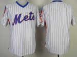 Mitchell And Ness Mets Blank White(Blue Strip) Throwback Stitched Jersey