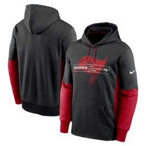 Tampa Bay Buccaneers Black Color Block Fleece Performance Pullover Hoodie