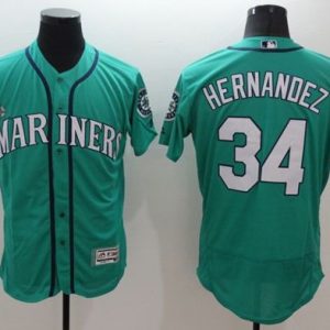 Mariners #34 Felix Hernandez Green Flexbase Authentic Collection Stitched Jersey