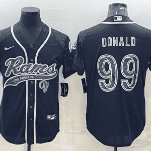 Los Angeles Rams #99 Aaron Donald Black Reflective With Patch Cool Base Stitched Baseball Jersey