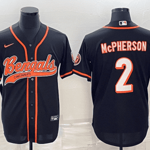 Cincinnati Bengals #2 Evan McPherson Black With Patch Cool Base Stitched Baseball Jersey