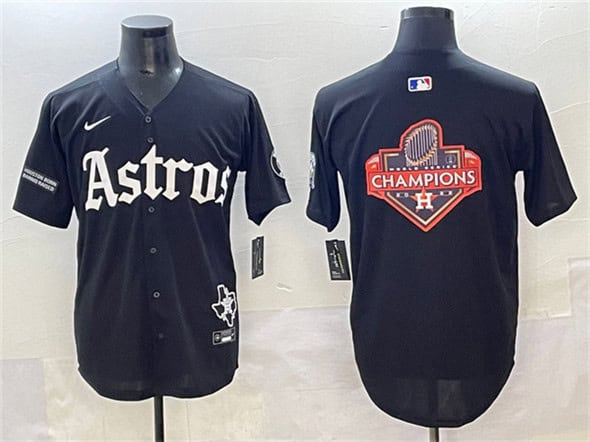 Houston Astros Team Big Logo Black Gothic 'Houston Born Barrio Raised' Limited Stitched Jerseys