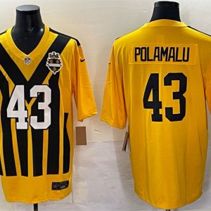Pittsburgh Steelers #43 Troy Polamalu Gold 1933 Throwback Alternate Football Stitched Jersey