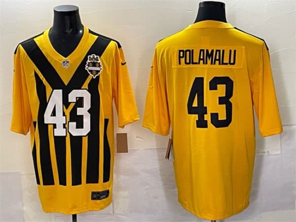 Pittsburgh Steelers #43 Troy Polamalu Gold 1933 Throwback Alternate Football Stitched Jersey