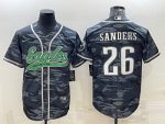 Philadelphia Eagles #26 Miles Sanders Gray Camo With Patch Cool Base Stitched Jersey