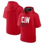 Cincinnati Reds Red Tri Code Lockup Short Sleeve Pullover Hoodie