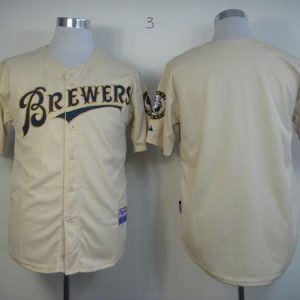 Brewers Blank Cream YOUniform Cool Base Stitched Jersey