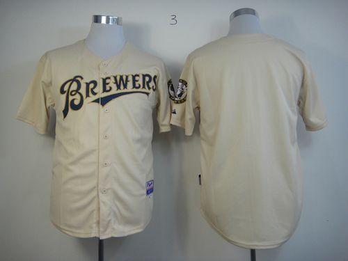 Brewers Blank Cream YOUniform Cool Base Stitched Jersey