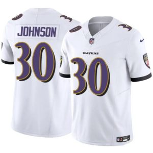 Baltimore Ravens #30 D'Ernest Johnson White 2025 F.U.S.E. Vapor Limited Football Jersey