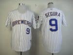 Brewers #9 Jean Segura White (Blue Strip) Stitched Jersey