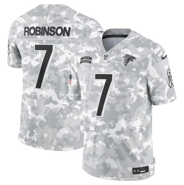 Atlanta Falcons #7 Bijan Robinson Arctic Camo 2024 F.U.S.E. Salute To Service Limited Stitched Jersey