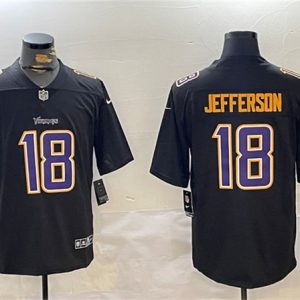 Minnesota Vikings #18 Justin Jefferson Black Vapor Untouchable Limited Stitched Jersey