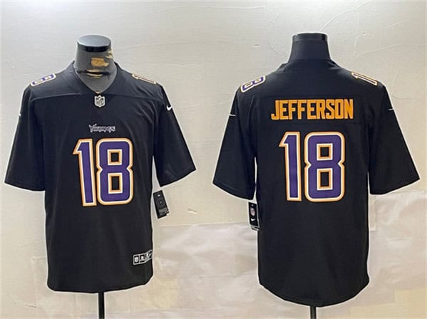Minnesota Vikings #18 Justin Jefferson Black Vapor Untouchable Limited Stitched Jersey