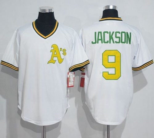Mitchell And Ness Athletics #9 Reggie Jackson White Throwback Stitched Jersey