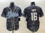 Detroit Lions #16 Jared Goff Gray Camo Cool Base Stitched Jersey