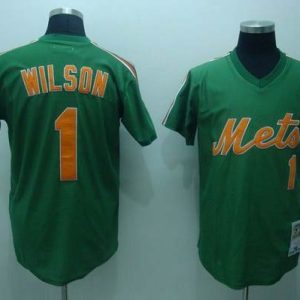 Mitchell And Ness Mets #1 Mookie Wilson Stitched Green Throwback Jersey