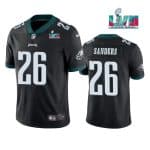 Philadelphia Eagles #26 Miles Sanders Black Super Bowl LVII Patch Vapor Untouchable Limited Stitched Jersey