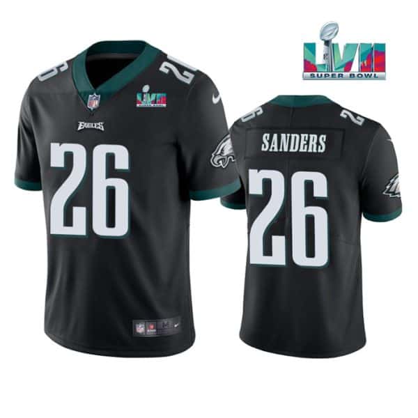 Philadelphia Eagles #26 Miles Sanders Black Super Bowl LVII Patch Vapor Untouchable Limited Stitched Jersey