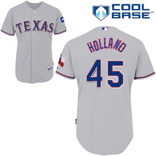 Rangers #45 Derek Holland Stitched Grey Cool Base Jersey
