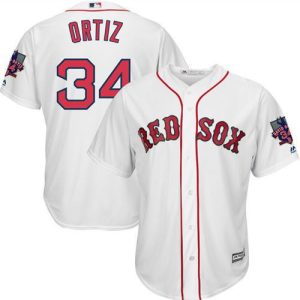 Red Sox #34 David Ortiz White New Cool Base With Retirement Patch Stitched Jersey