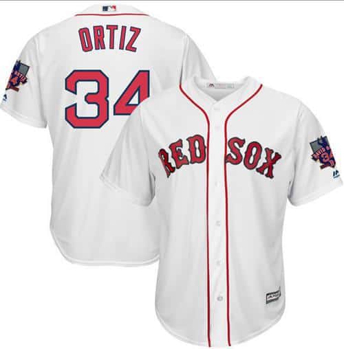 Red Sox #34 David Ortiz White New Cool Base With Retirement Patch Stitched Jersey