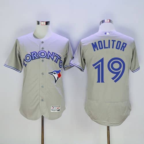 Blue Jays #19 Paul Molitor Grey Flexbase Authentic Collection Stitched Jersey