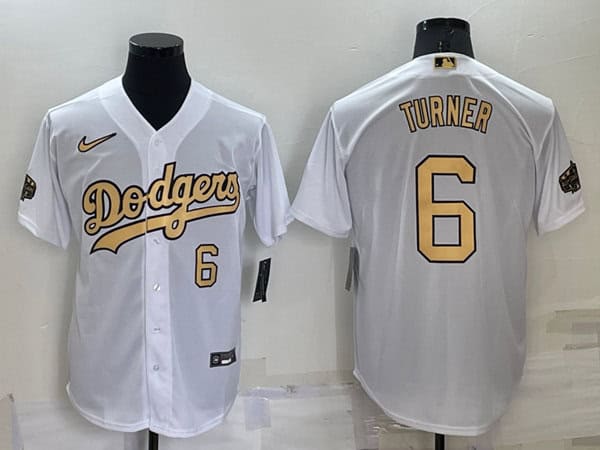 Los Angeles Dodgers #6 Trea Turner 2022 All-Star White Cool Base Stitched Baseball Jersey