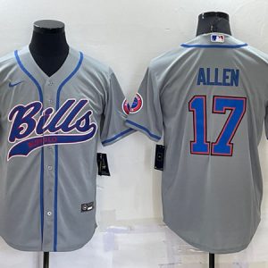 Buffalo Bills #17 Josh Allen Gray Cool Base Stitched Baseball Jersey