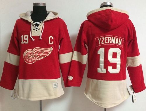 Detroit Red Wings #19 Steve Yzerman Red Old Time Lacer NHL Hoodie