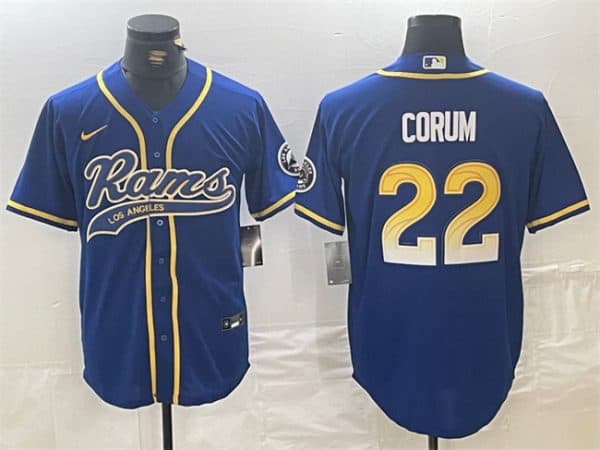 Los Angeles Rams #22 Blake Corum Royal Cool Base Stitched Jersey