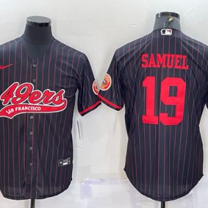 San Francisco 49ers #19 Deebo Samuel Black With Patch Cool Base Stitched Baseball Jersey
