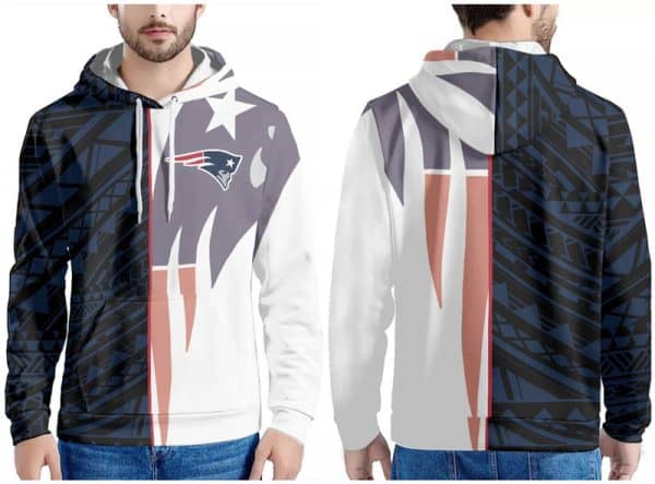 New England Patriots Navy Black White Pullover Hoodie