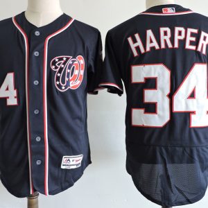 Washington Nationals #34 Bryce Harper Navy Blue Elite Stitched Jersey