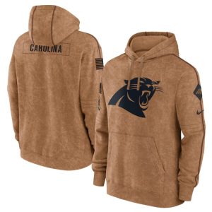 Carolina Panthers 2023 Brown Salute To Service Pullover Hoodie