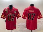 Kansas City Chiefs #87 Travis Kelce Red Gold 2025 Super Bowl LIX Patch And 4-Star C Patch Vapor Untouchable Limited Stitched Jersey
