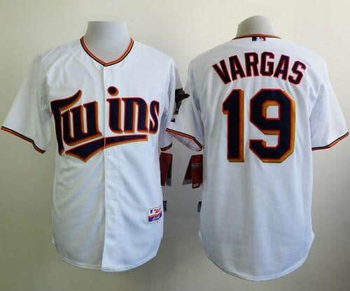 Twins #19 Kennys Vargas White Home Cool Base Stitched Jersey