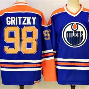 Edmonton Oilers #98 Wayne Gretzky Royal 2025 With C Patch Stitched Jersey