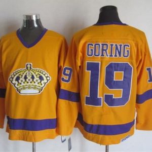 Kings #19 Butch Goring Yellow Purple CCM Throwback Stitched Jersey