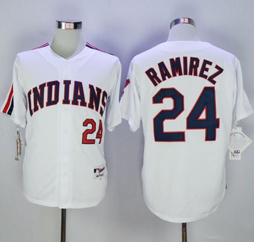 Indians #24 Manny Ramirez White 1978 Turn Back The Clock Stitched Jersey