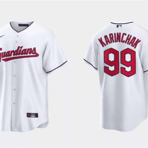 Cleveland Guardians #99James Karinchak White Cool Base Stitched Jersey