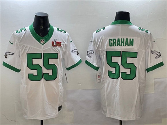 Philadelphia Eagles #55 Brandon Graham White 2025 Super Bowl LIX Patch F.U.S.E. Vapor Untouchable Limited Stitched Jersey
