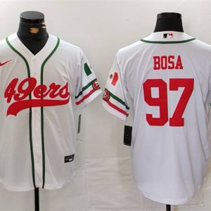 San Francisco 49ers #97 Nick Bosa White With Patch Cool Base Stitched Jersey